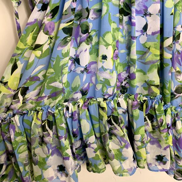 Taylor Floral Chiffon Mini Dress Enchanted Bloom Floral Womens Size 6 - Picture 6 of 14